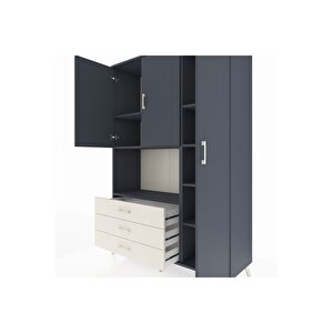 Hyperion Dolap 7 Raflı 3 Çekmeceli 3 Kapaklı 132x44x195 Antrasit-antrasit/aytaşı