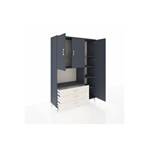 Hyperion Dolap 7 Raflı 3 Çekmeceli 3 Kapaklı 132x44x195 Antrasit-antrasit/aytaşı