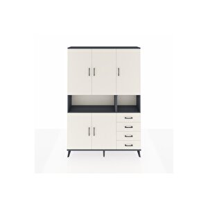 Arges Gardrop 7 Raflı 4 Çekmeceli 5 Kapaklı 132x30x195 Antrasit-aytaşı