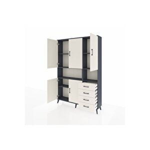 Arges Gardrop 7 Raflı 4 Çekmeceli 5 Kapaklı 132x30x195 Antrasit-aytaşı