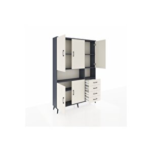 Arges Gardrop 7 Raflı 4 Çekmeceli 5 Kapaklı 132x30x195 Antrasit-aytaşı