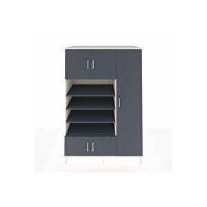 Kronos Dolap 11 Raflı 5 Kapaklı 132x59x195 Aytaşı-antrasit/antrasit