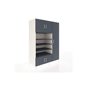 Kronos Dolap 11 Raflı 5 Kapaklı 132x59x195 Aytaşı-antrasit/antrasit