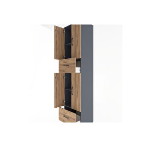 Hyperion Dolap 4 Raflı 2 Çekmeceli 4 Kapaklı 60x44x243 Antrasit-çam