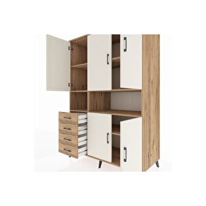 Kronos Dolap 7 Raflı 4 Çekmeceli 5 Kapaklı 132x59x195 Çam-aytaşı/çam