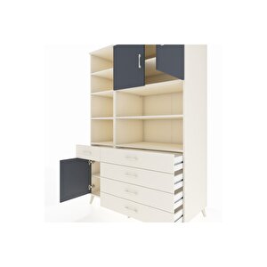 Kronos Dolap 9 Raflı 5 Çekmeceli 3 Kapaklı 132x59x195 Aytaşı-antrasit/aytaşı