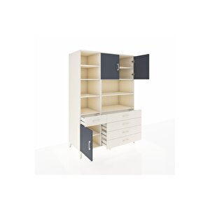 Kronos Dolap 9 Raflı 5 Çekmeceli 3 Kapaklı 132x59x195 Aytaşı-antrasit/aytaşı