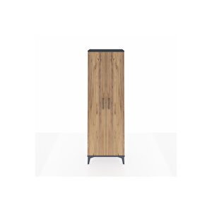 Arges Dolap Tek Raflı 2 Kapaklı Tek Askılı 60x30x182 Antrasit-çam