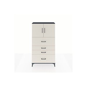 Arges Dolap 2 Raflı 4 Çekmeceli 2 Kapaklı 88x30x163 Antrasit-aytaşı