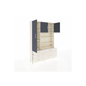 Arges Dolap 9 Raflı 5 Çekmeceli 3 Kapaklı 132x30x195 Aytaşı-antrasit/aytaşı