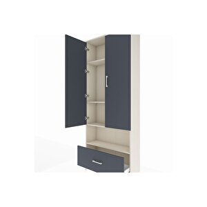 Arges Dolap 4 Raflı Tek Çekmeceli 2 Kapaklı 88x30x221 Aytaşı-antrasit