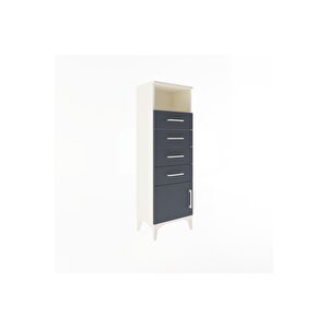 Arges Dolap Tek Raflı 4 Çekmeceli Tek Kapaklı 44x30x134 Aytaşı-antrasit