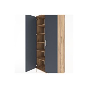 Hyperion Dolap 5 Raflı 2 Kapaklı 88x44x195 Çam-antrasit