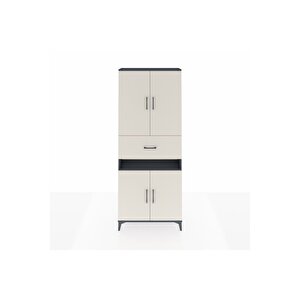 Arges Dolap 5 Raflı Tek Çekmeceli 4 Kapaklı 88x30x221 Antrasit-aytaşı