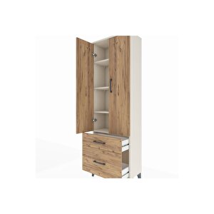 Arges Dolap 4 Raflı 2 Çekmeceli 2 Kapaklı 60x30x182 Aytaşı-çam