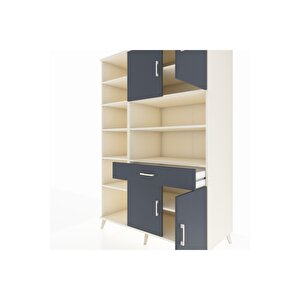 Kronos Dolap 10 Raflı Tek Çekmeceli 4 Kapaklı 132x59x195 Aytaşı-antrasit/antrasit