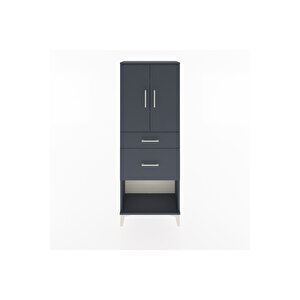 Arges Dolap 3 Raflı 2 Çekmeceli 2 Kapaklı 60x30x163 Antrasit-antrasit