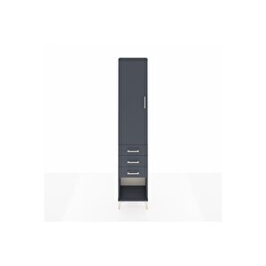 Arges Dolap 3 Raflı 3 Çekmeceli Tek Kapaklı 44x30x221 Antrasit-antrasit