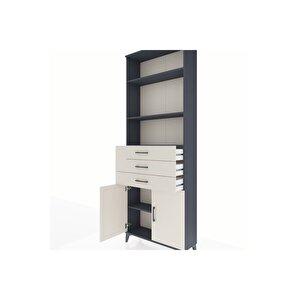 Arges Dolap 4 Raflı 3 Çekmeceli 2 Kapaklı 88x30x243 Antrasit-aytaşı