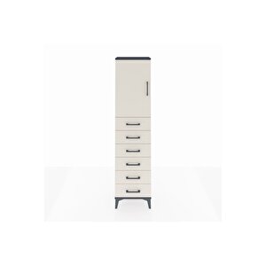 Arges Dolap 2 Raflı 6 Çekmeceli Tek Kapaklı 44x30x182 Antrasit-aytaşı