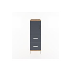 Hyperion Dolap 2 Raflı 2 Çekmeceli Tek Kapaklı 44x44x134 Çam-antrasit