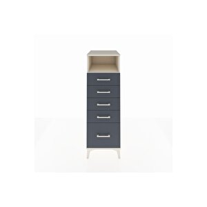 Kronos Dolap Tek Raflı 5 Çekmeceli 44x59x134 Aytaşı-antrasit