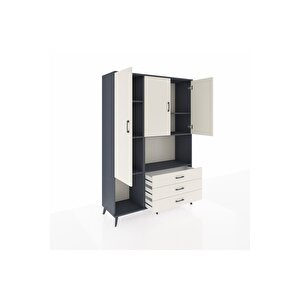 Hyperion Gardrop 6 Raflı 3 Çekmeceli 3 Kapaklı 132x44x195 Antrasit-aytaşı