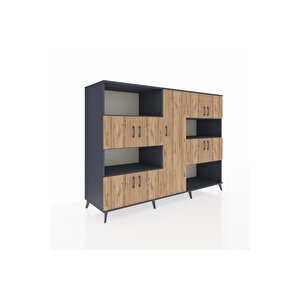 Kronos Dolap 10 Raflı 9 Kapaklı 220x59x163 Antrasit-çam/antrasit