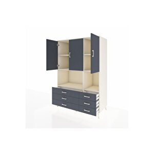 Kronos Dolap 6 Raflı 6 Çekmeceli 3 Kapaklı 132x59x195 Aytaşı-antrasit/antrasit