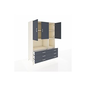 Kronos Dolap 6 Raflı 6 Çekmeceli 3 Kapaklı 132x59x195 Aytaşı-antrasit/antrasit