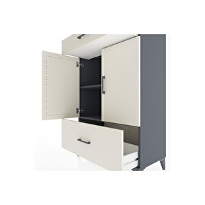 Hyperion Dolap 2 Raflı 2 Çekmeceli 2 Kapaklı 88x44x134 Antrasit-aytaşı
