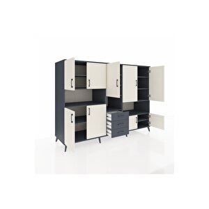 Kronos Dolap 13 Raflı 3 Çekmeceli 9 Kapaklı 220x59x163 Antrasit-aytaşı/antrasit