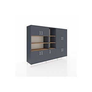 Hyperion Dolap 14 Raflı 9 Kapaklı 220x44x163 Antrasit-antrasit/çam