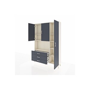 Arges Gardrop 7 Raflı 3 Çekmeceli 3 Kapaklı 132x30x195 Aytaşı-antrasit