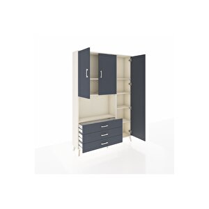 Arges Gardrop 7 Raflı 3 Çekmeceli 3 Kapaklı 132x30x195 Aytaşı-antrasit