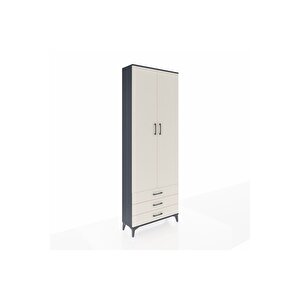 Arges Dolap 2 Raflı 3 Çekmeceli Tek Askılı 88x30x243 Antrasit-aytaşı