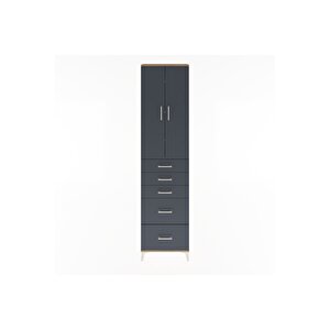 Arges Dolap 4 Raflı 5 Çekmeceli 2 Kapaklı 60x30x243 Çam-antrasit