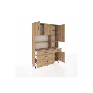 Arges Gardrop 9 Raflı 4 Çekmeceli 4 Kapaklı 132x30x195 Çam-çam