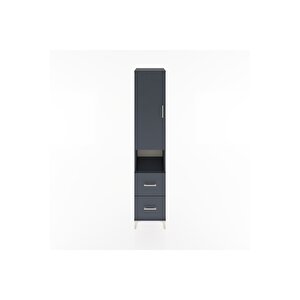 Hyperion Dolap 3 Raflı 2 Çekmeceli Tek Askılı 44x44x221 Antrasit-antrasit