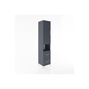 Hyperion Dolap 3 Raflı 2 Çekmeceli Tek Askılı 44x44x221 Antrasit-antrasit
