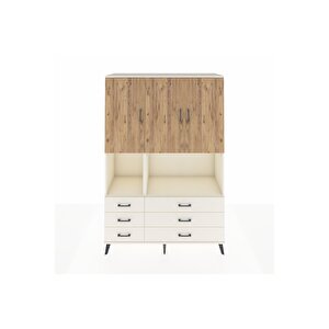 Hyperion Dolap 6 Raflı 6 Çekmeceli 3 Kapaklı 132x44x195 Aytaşı-çam/aytaşı