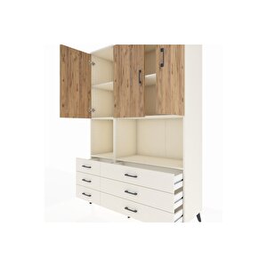 Hyperion Dolap 6 Raflı 6 Çekmeceli 3 Kapaklı 132x44x195 Aytaşı-çam/aytaşı