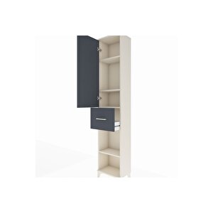 Arges Dolap 4 Raflı Tek Çekmeceli Tek Kapaklı 44x30x221 Aytaşı-antrasit