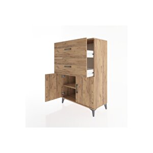Hyperion Dolap Tek Raflı 2 Çekmeceli 2 Kapaklı 88x44x134 Çam-çam