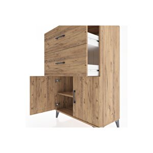 Hyperion Dolap Tek Raflı 2 Çekmeceli 2 Kapaklı 88x44x134 Çam-çam