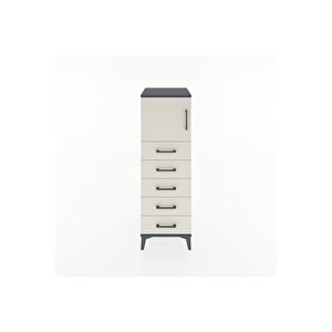 Hyperion Dolap Tek Raflı 5 Çekmeceli Tek Kapaklı 44x44x134 Antrasit-aytaşı