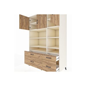 Kronos Dolap 10 Raflı 4 Çekmeceli 3 Kapaklı 132x59x195 Aytaşı-çam/çam