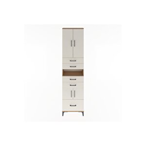 Arges Dolap 4 Raflı 5 Çekmeceli 4 Kapaklı 60x30x243 Çam-aytaşı