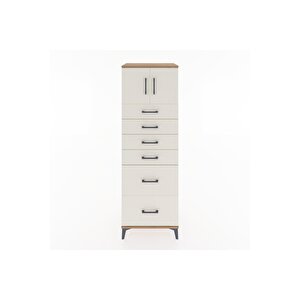 Hyperion Dolap Tek Raflı 6 Çekmeceli 2 Kapaklı 60x44x182 Çam-aytaşı