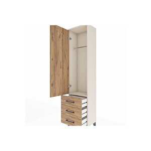 Arges Dolap Tek Raflı 3 Çekmeceli Tek Askılı 44x30x182 Aytaşı-çam